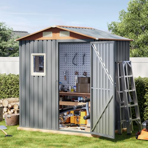 Outdoor Storage Shed with Lockable Door, Compact Metal Tool Shed for Garden O328