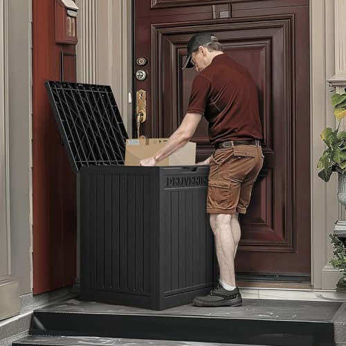 60 Gallon Outdoor Package Storage Box, Double-Wall Resin, Waterproof Deck Box for Porch O69284