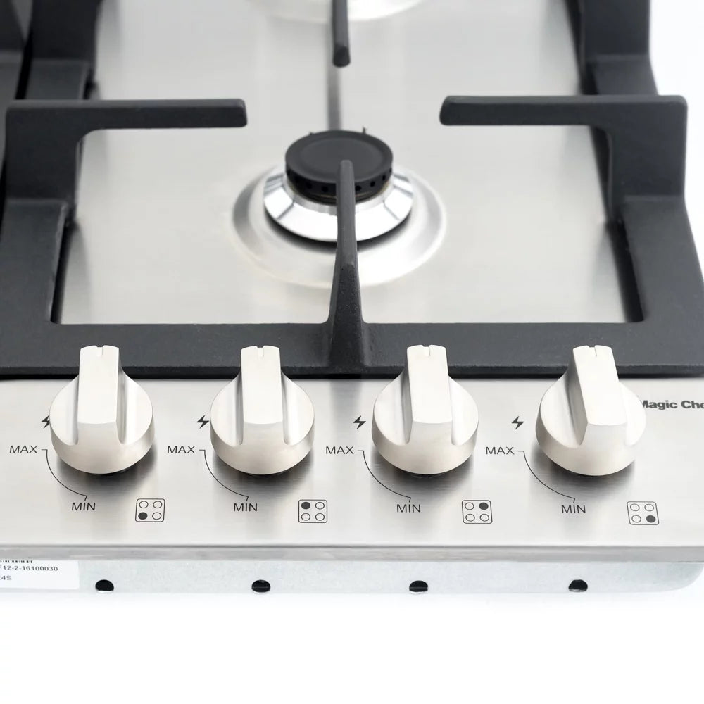 24 Inch Gas Cooktop with 4 Burners, Stainless Steel A712