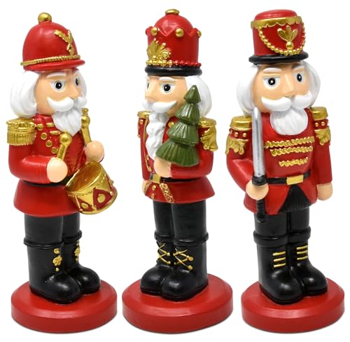 Christmas Nutcracker Figurines Set of 3, 6-Inch Resin King and Soldier Decor Z24634