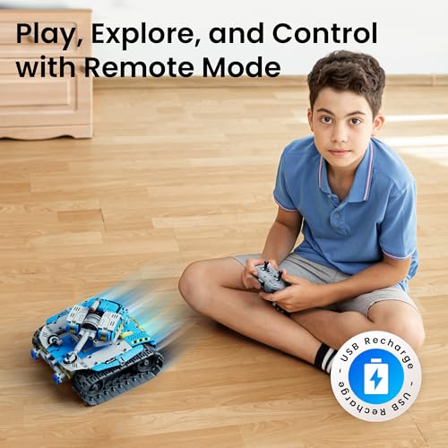 Robot Building Kit with Remote Control STEM Gifts for Boys Ages 8-12, 488 Pieces - Blue P464