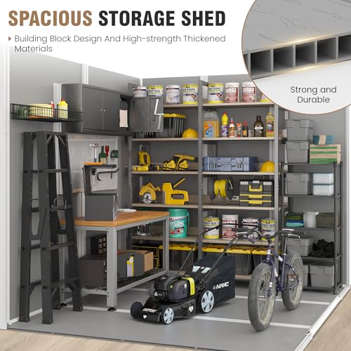 Outdoor Storage Shed 6x6 FT Resin with Floor and Lockable Door Z166