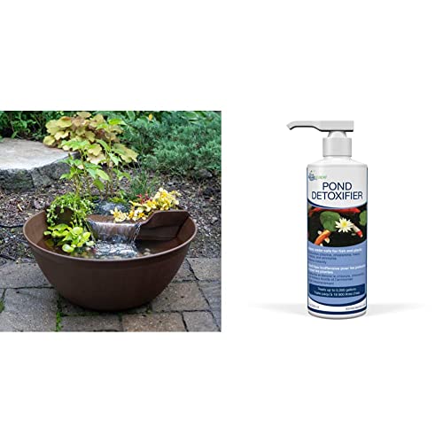 Container Water Feature Kit with Waterfall Fountain, Pump & Filtration for Indoor & Outdoor Mini Pond O74793