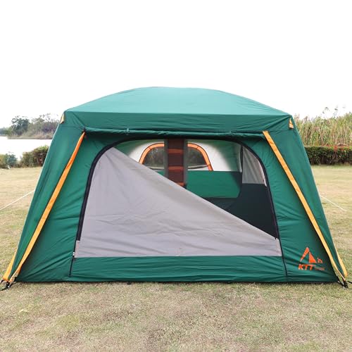 Extra Large Family Cabin Tent 2 Rooms 3 Doors 3 Windows Waterproof for Camping H460