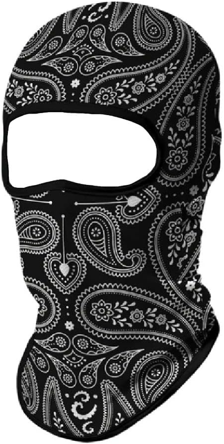 Face Mask Balaclava Hood Black White Paisley Biker Ski Paintball SportsTactical Hunting Hunter Military Outdoors Helmet Liner