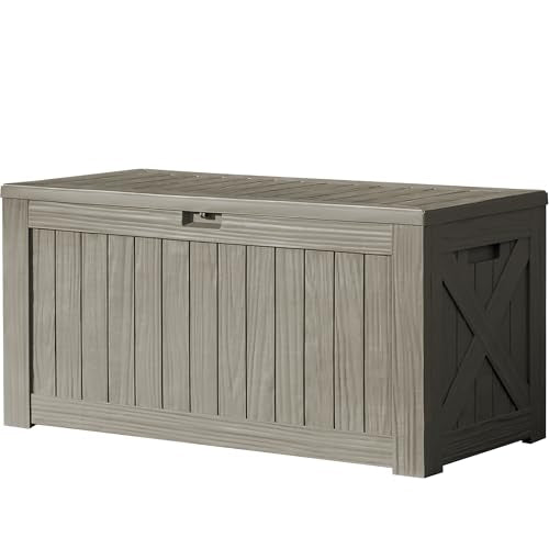 Outdoor Resin Deck Box 120 Gallon Waterproof Lockable F693676