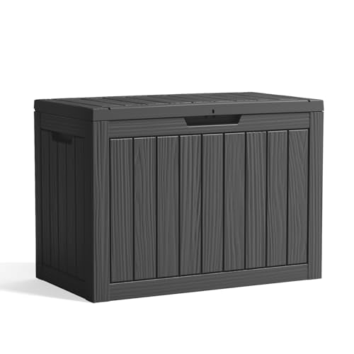 100 Gallon Resin Deck Box, Lockable Patio Outdoor Storage, Waterproof - Black F75230