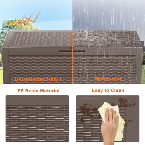 100 Gallon Resin Deck Box, Lockable Patio Outdoor Storage, Waterproof - Black F75230