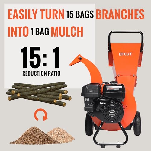 Wood Chipper Shredder Mulcher 7 HP 212cc Gas Powered 3 Inch Capacity E47717