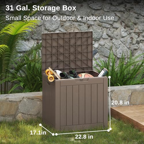 Outdoor Storage Box 31 Gallon Waterproof Resin Deck Box V3075