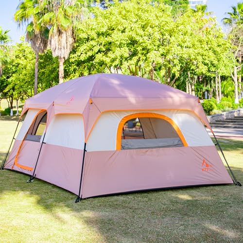 Extra Large Family Cabin Tent 2 Rooms 3 Doors 3 Windows Waterproof for Camping H460