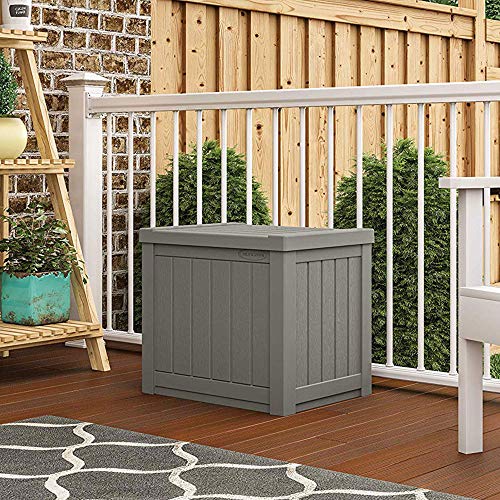 Outdoor Storage Box 22 Gallon Resin Deck Box with Flat-Lid Bench Seating B591