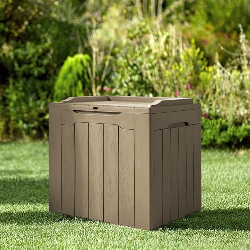 31 Gallon Resin Deck Box Waterproof Indoor Outdoor Storage for Patio Cushions and Garden Tools L90121