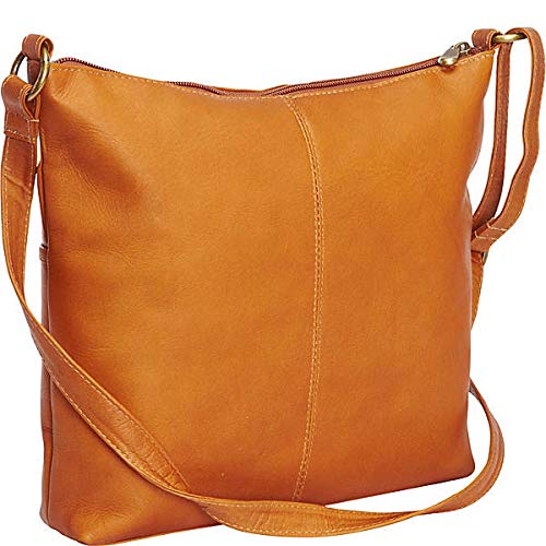 Full-Grain Leather Top-Zip Shoulder Bag with Adjustable Strap W21739