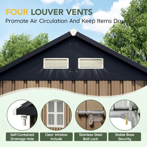 Outdoor Steel Storage Shed with Lockable Doors and Window L987864