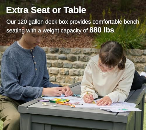 Outdoor Storage Box 31 Gallon Waterproof Resin Deck Box V3075