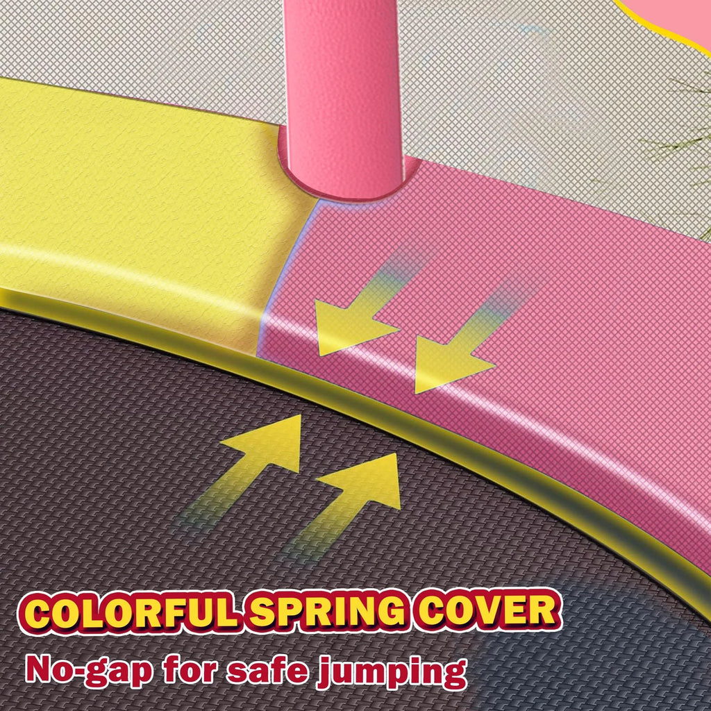 Mini Trampoline for Toddlers with Enclosure and Basketball Hoop F952