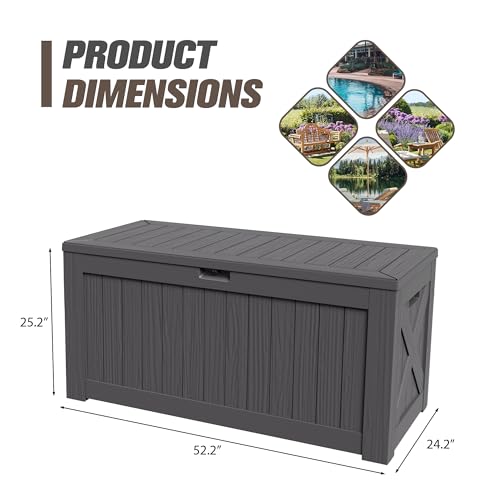 31 Gallon Resin Deck Box Waterproof Indoor Outdoor Storage for Patio Cushions and Garden Tools L90121