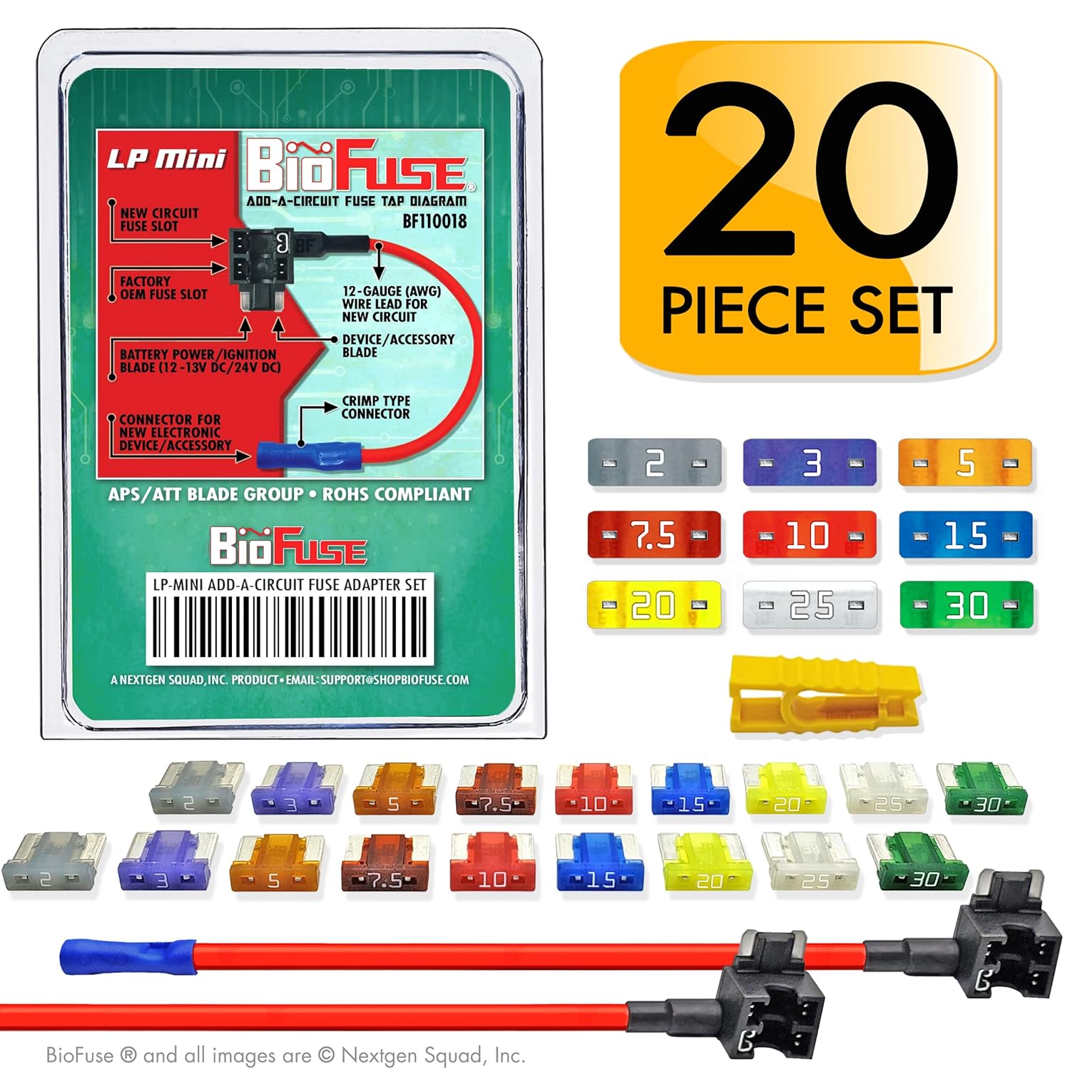 Low Profile Mini Blade Fuse Assortment with Holders and Fuse Puller Z723622