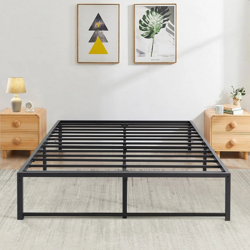 VECELO 14.2 Inch Full Size Metal Platform Bed Frame, Heavy Duty Steel Slats, No Box Spring Needed, Easy Assembly, Black