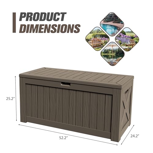 31 Gallon Resin Deck Box Waterproof Indoor Outdoor Storage for Patio Cushions and Garden Tools L90121