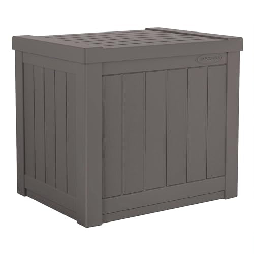 Outdoor Storage Box 22 Gallon Resin Deck Box with Flat-Lid Bench Seating B591