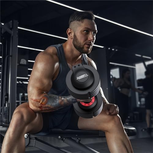 Adjustable Dumbbell 25LB, 5-in-1 Free Weight with Non-Slip Handle for Home Gym B97001