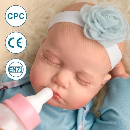 Realistic Reborn Baby Doll, 18 Inch Soft Body Sleeping Baby Girl with Pink Clothing Z645