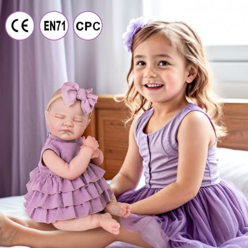 Lifelike Reborn Baby Girl Doll 20 Inch with Poseable Limbs and Feeding Kit O517460