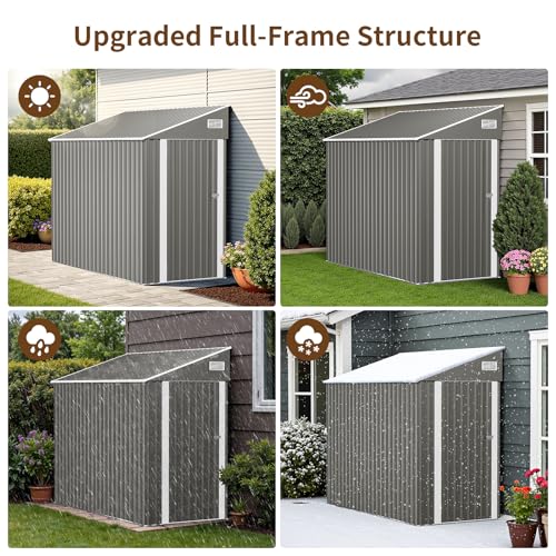 Resin Outdoor Storage Shed with Floor and Window, Lockable Small Tool Shed for Garden Patio Backyard, Light Gray V985