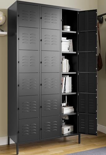 Vintage Metal Locker with Hooks, Lockable Single Door Storage M901