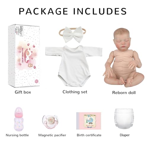 20 Inch Lifelike Newborn Baby Doll with Soft Cloth Body P122961