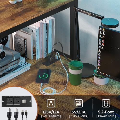 Loft Bed Full Size with L-Shaped Desk and Charging Station G796