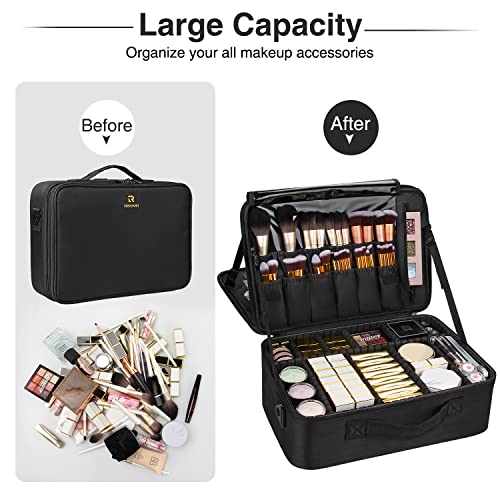 Large Capacity 3 Layer Makeup Case Cosmetic Organizer with Brush Bag R31262