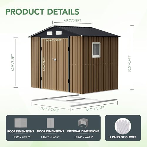 Outdoor Steel Storage Shed with Lockable Doors and Windows E249038
