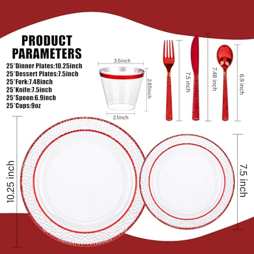 350PCS Clear Plastic Plates with Gold Trim for 50 Guests, Disposable Dinnerware Set O686017