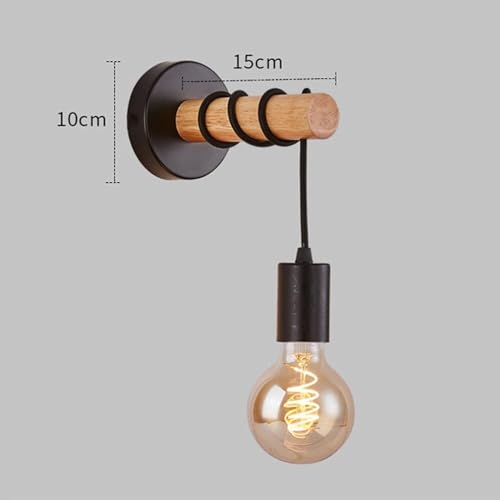 Wall lamp, Vintage Industrial, Metal and Wood, E27 Z451