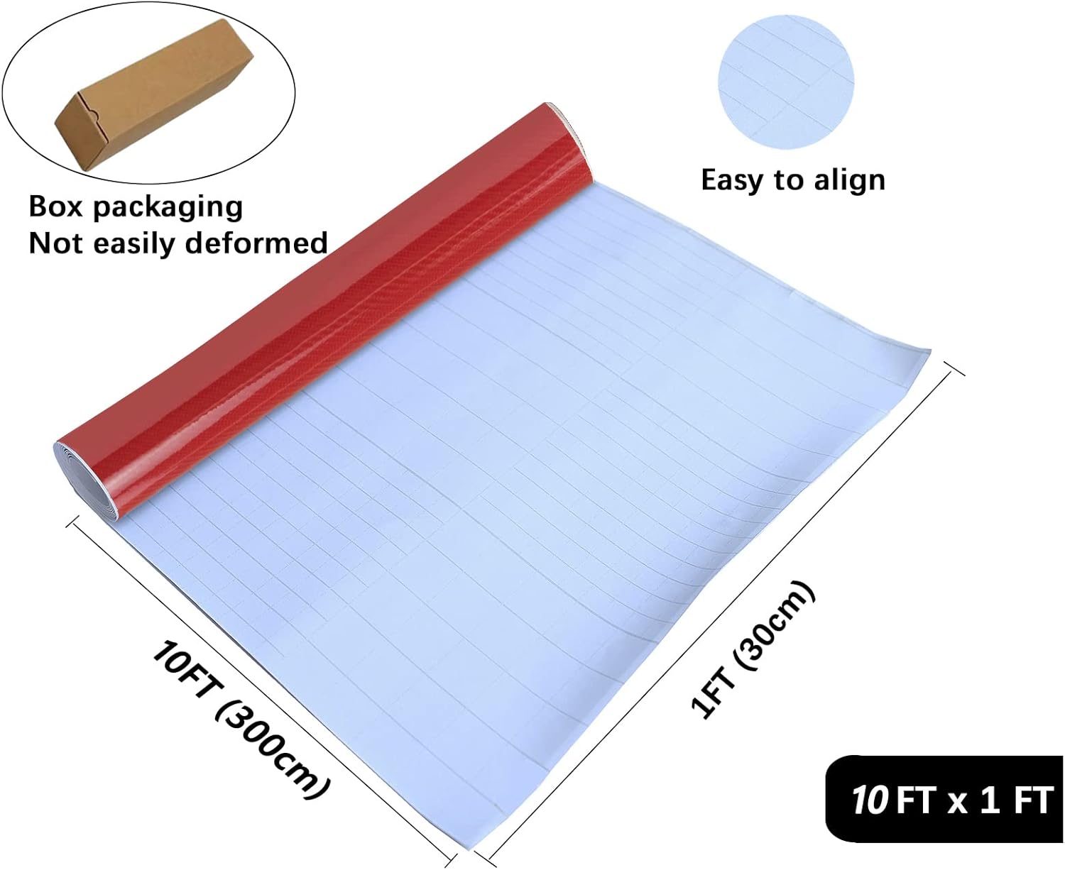 Red Carbon Fiber Vinyl Wrap 10ft x 1ft Self Adhesive Film Q55203