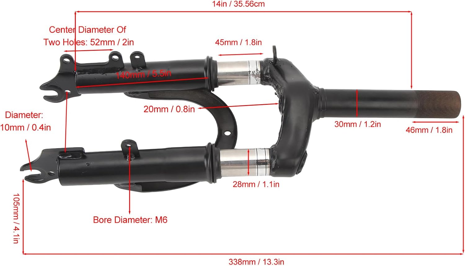 Front Fork Hydraulic Shock Absorber for Electric Scooter, 14 Inch J135
