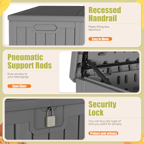 30 Gallon Waterproof Resin Deck Box for Outdoor Patio and Garden Storage Q30388
