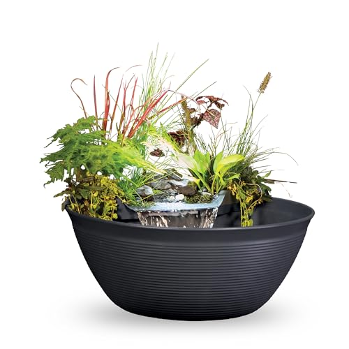 Container Water Feature Kit with Waterfall Fountain, Pump & Filtration for Indoor & Outdoor Mini Pond O74793