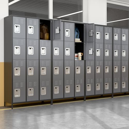 6 Door Metal Storage Locker with 18 Hooks, Black & Dark Grey K6611