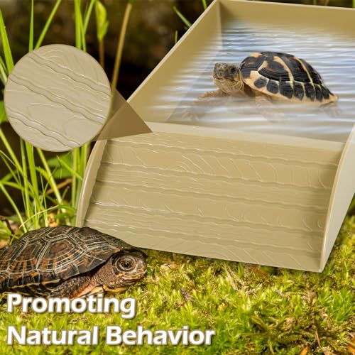 Reptile Water Bowl with Ramp and Basking Platform for Turtles, Lizards H549986