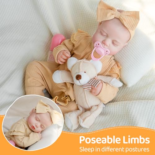 Realistic Reborn Baby Doll, 18 Inch Soft Body Sleeping Baby Girl with Pink Clothing Z645