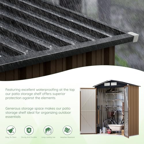 Outdoor Steel Storage Shed with Lockable Doors and Windows E249038