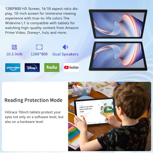 10.1 inch Android 14 Tablet with 64GB Storage, Octa-Core Processor H970