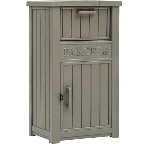 60 Gallon Outdoor Package Storage Box, Double-Wall Resin, Waterproof Deck Box for Porch O69284