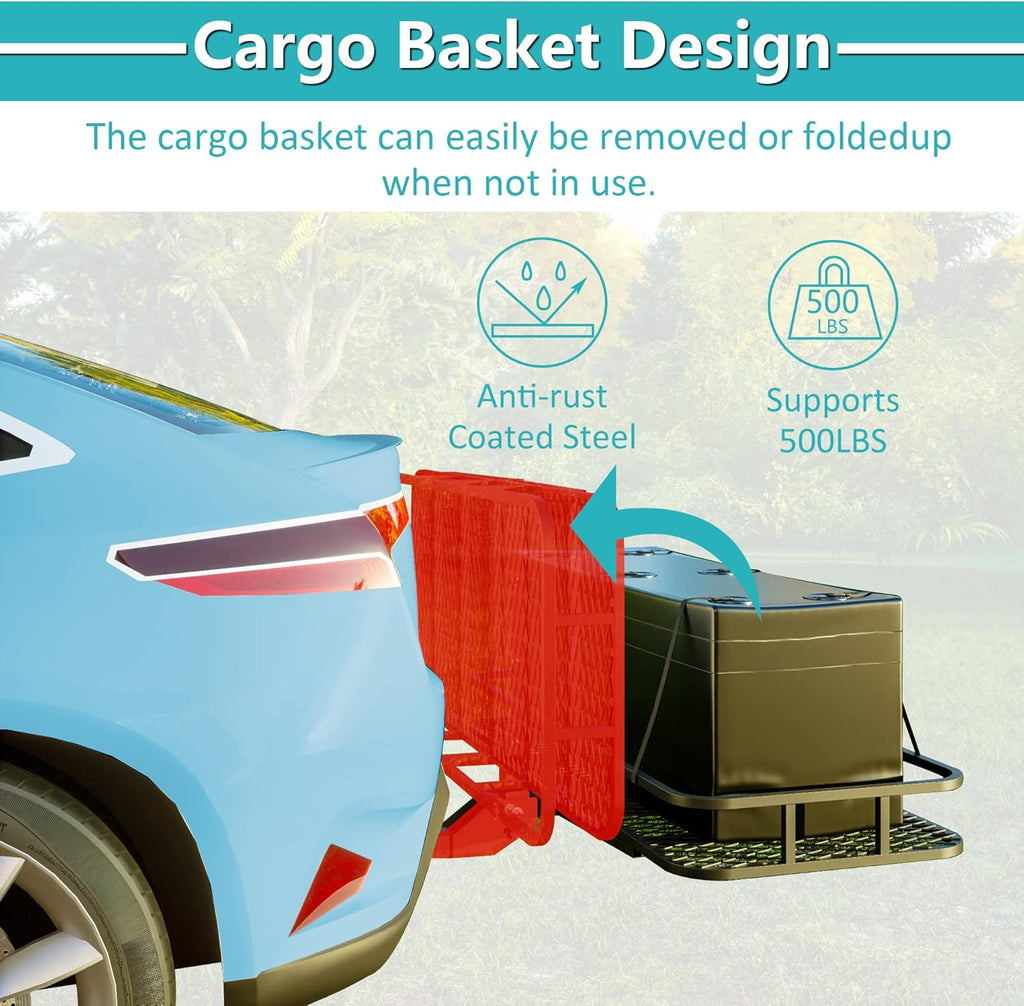 Cargo Rack Carrier with Folding Basket and Hitch Stabilizer K32305