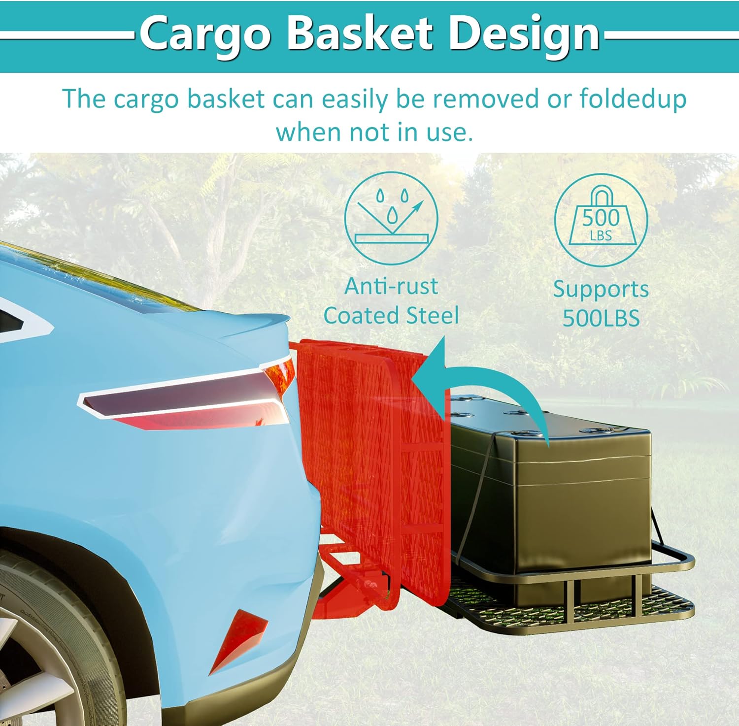 Cargo Rack Carrier with Folding Basket and Hitch Stabilizer K32305