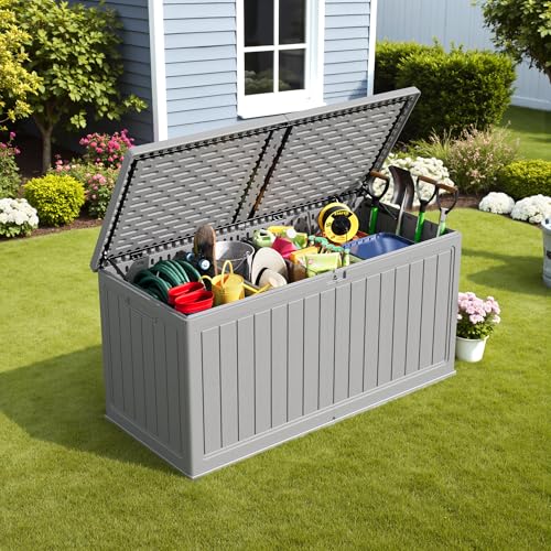 30 Gallon Waterproof Resin Deck Box for Outdoor Patio and Garden Storage Q30388